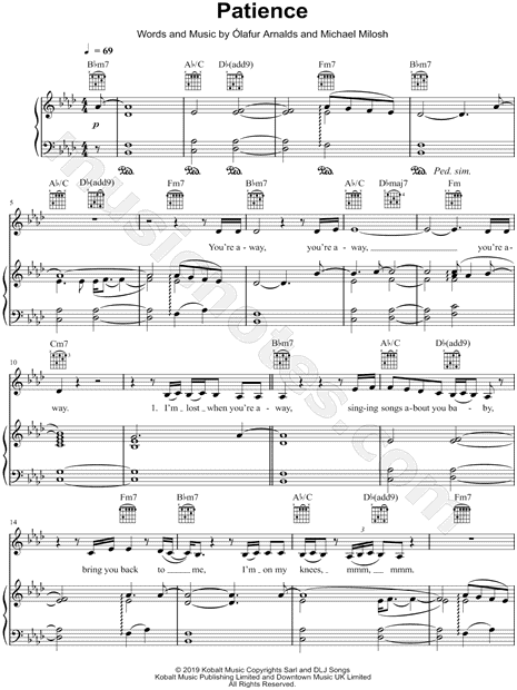 Patience sheet music for piano solo (PDF-interactive)