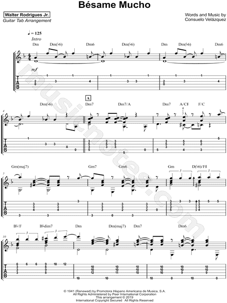 Besame Mucho Chords - Latin Jazz Guitar