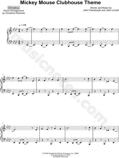 Christina Mickey Mouse Clubhouse Theme Sheet Music (Piano Solo) in Ab  Major - Download & Print - SKU: MN0197866