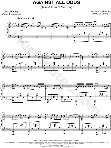 Against All Odds- Phil Collins Sheet music for Piano, Vocals