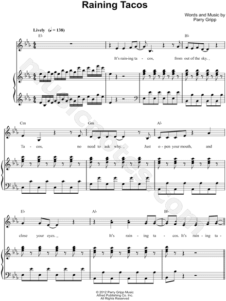 It's Raining Tacos Sheet music for Piano (Solo) Easy