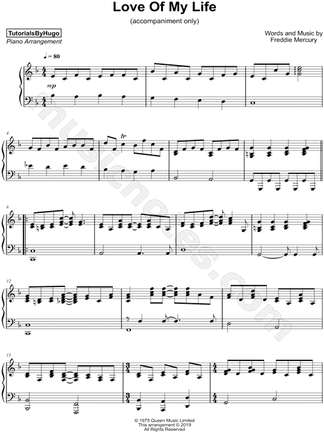 Love Of My Life Sheet Music (Piano)