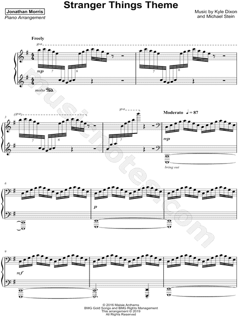 Jonathan Morris Stranger Things Theme Sheet Music (Piano Solo) in G Major  - Download & Print - SKU: MN0199592