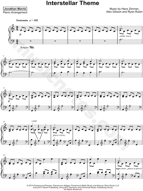 Interstellar (arr. Pineapplechord) Partitions