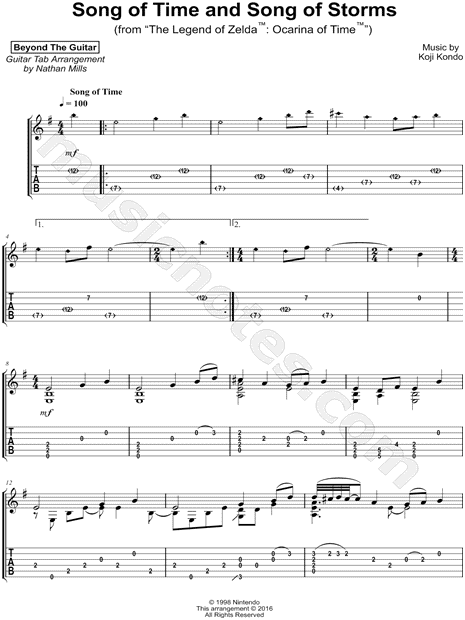 The Legend of Zelda: Ocarina of Time - Song of Storms - for guitar Sheet  music for Guitar (Solo)