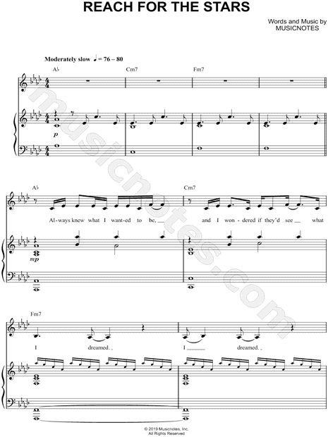 Reach for the Stars Easy Piano Sheet Music