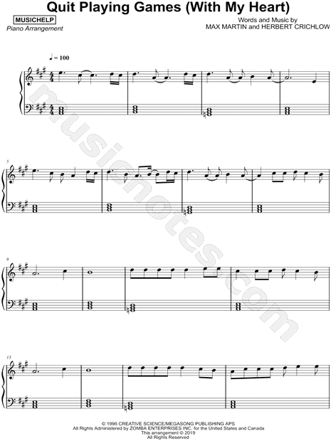 Quit Playing Games With My Heart free sheet music by Backstreet