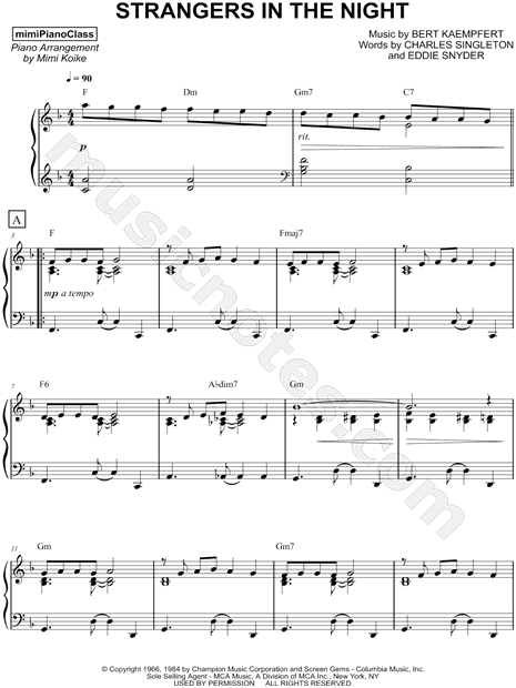 Strangers In The Night Sheet Music (Piano)