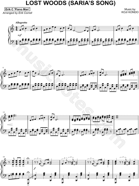 The Legend of Zelda™: Ocarina of Time™: Lost Woods (Saria's Song)"  Sheet Music for Easy Piano - Sheet Music Now