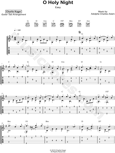 oh holy night guitar chords