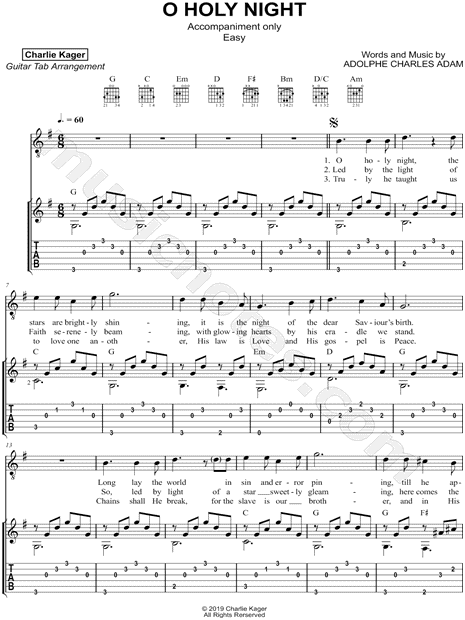 oh holy night guitar chords