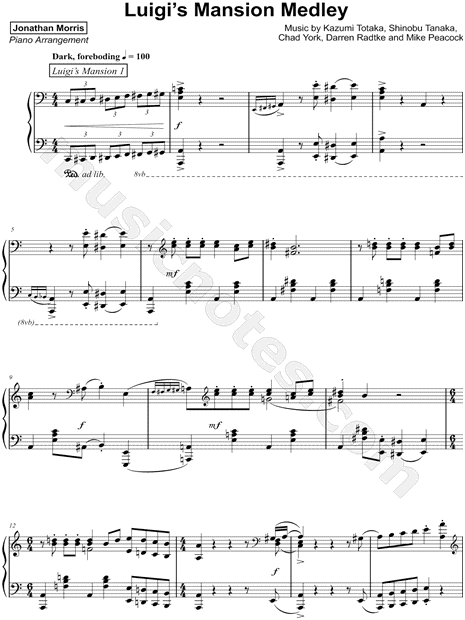 Luigi's Mansion Main Theme Medley Sheet music for Piano (Solo)