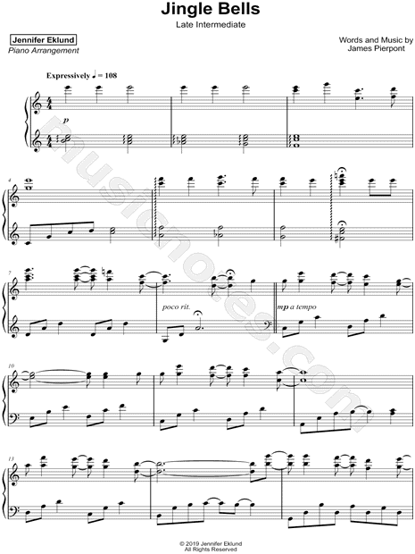 Jingle Bells  Intermediate piano sheet music