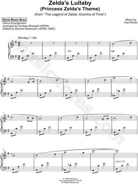 Zelda's Lullaby (The Legend of Zelda: Ocarina of Time) - Easy version sheet  music for Piano downloa…