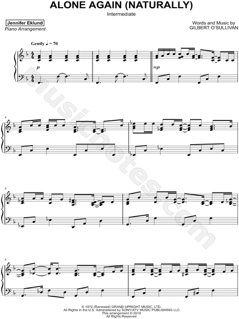 Alone Again (Naturally) (Intermediate Piano) By Diana Krall - F.M. Sheet  Music - Pop Arrangements by Jennifer Eklund