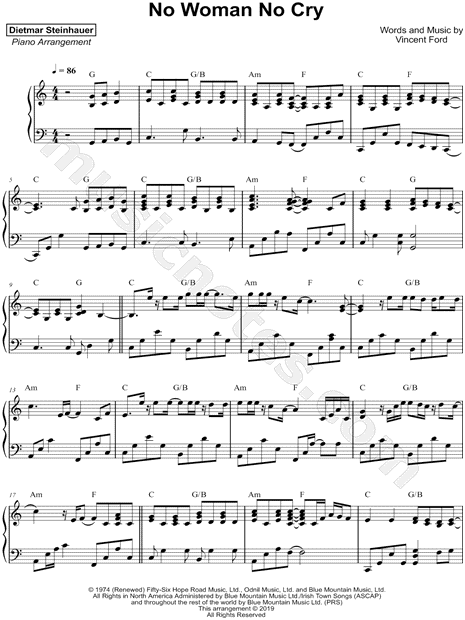 No Woman No Cry (arr. Accubass) Sheet Music