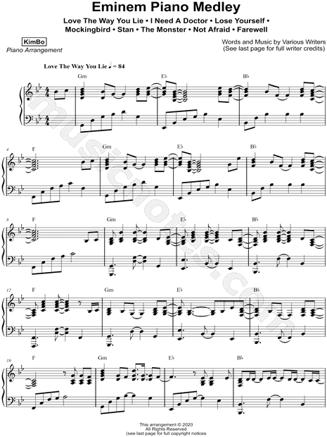 Mockingbird – Eminem (easy) Sheet music for Piano (Solo