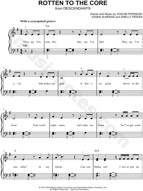 Rotten To The Core (from Disney's Descendants) sheet music for piano solo