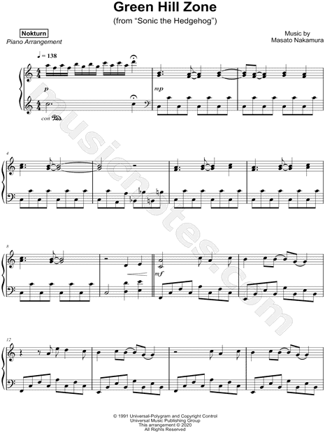 Free Green Hill Zone Theme by Misc Computer Games sheet music