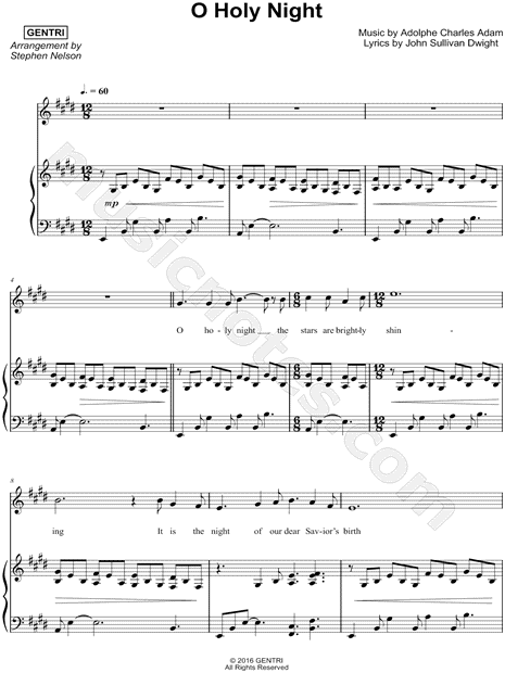 O Holy Night sheet music for voice and piano (PDF-interactive)