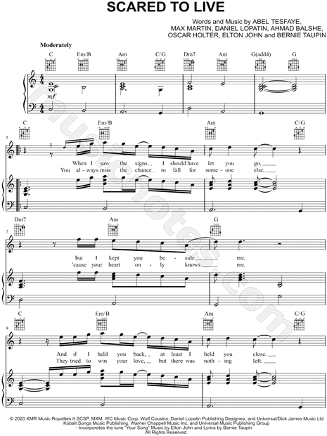 The Weeknd - Alone Again sheet music for piano download