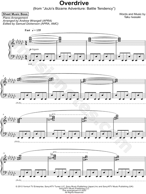 Golden Overdrive: The Breakdown of Stardust, A JoJo's Bizarre Adventure  Medley Sheet music for Piano (Solo)