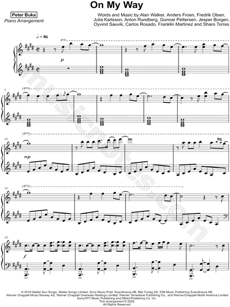 Buka "On My Way" Sheet Music in E Major (transposable) - Download Print - SKU: MN0210736