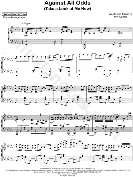 Against All Odds- Phil Collins Sheet music for Piano, Vocals