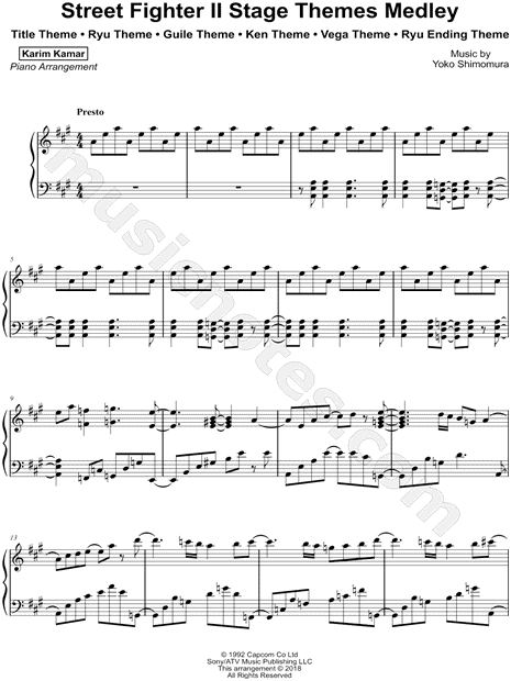 Street Fighter II - Guile's Theme Sheet music for Piano