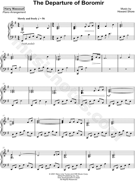 Harry Massoud Khazad-dum Sheet Music (Piano Solo) in F# Major