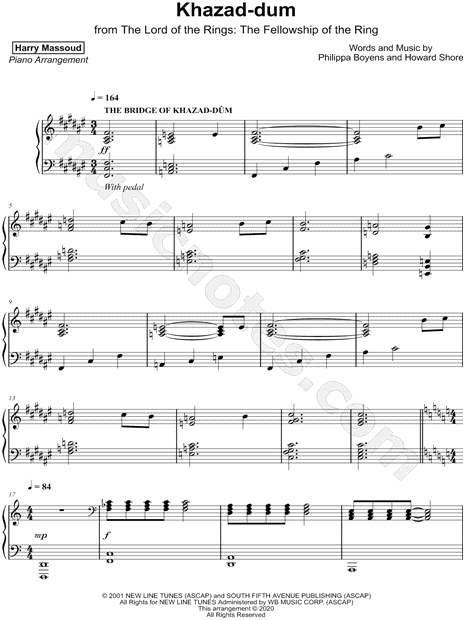 Harry Massoud Khazad-dum Sheet Music (Piano Solo) in F# Major