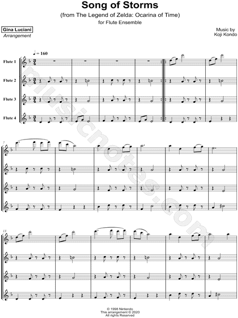 Gina Luciani The Legend of Zelda: Ocarina of Time: Song of Storms Sheet  Music (Flute Solo) in D Minor - Download & Print - SKU: MN0212672