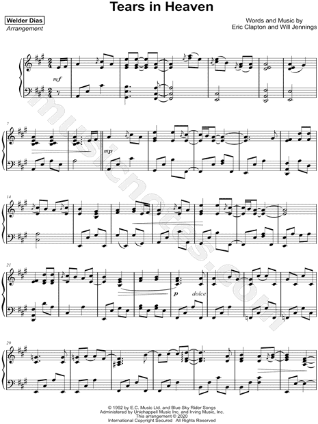 Tears In Heaven - Piano Chords/Lyrics