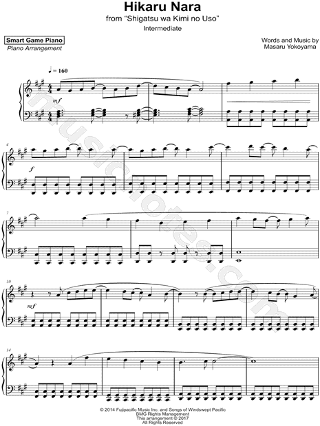 Hikaru Nara (Your Lie in April) Sheet music for Piano (Solo)