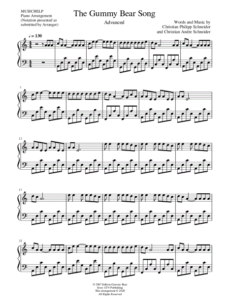 Gummy Bear Song Easy Sheet music for Piano (Solo)