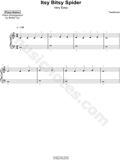 Itsy Bitsy Spider: Bass Guitar Tab and Sheet Music