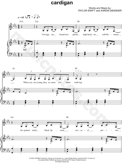 CARDIGAN – TAYLOR SWIFT PIANO CHORDS & Lyrics – Bitesize Piano