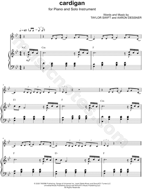 CARDIGAN – TAYLOR SWIFT PIANO CHORDS & Lyrics – Bitesize Piano