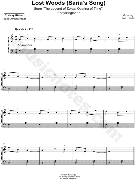 The Legend of Zelda: Ocarina of Time - Lost Woods (Saria's Song)"  Sheet Music for Piano Solo - Sheet Music Now