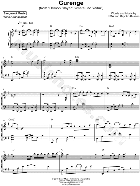 Gurenge - Cello - Digital Sheet Music