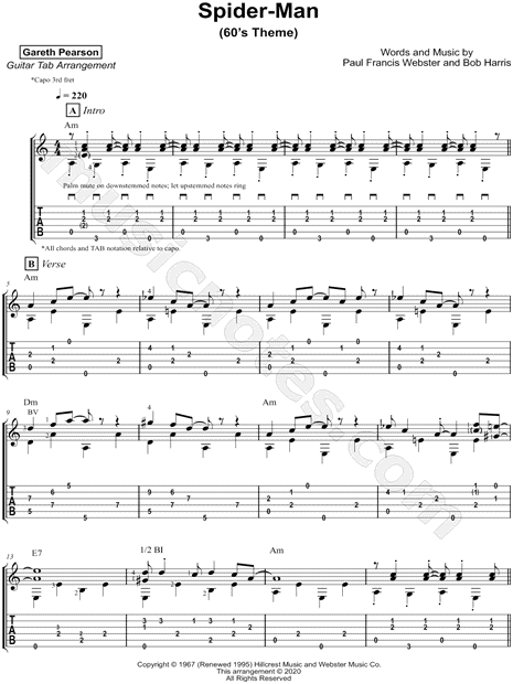 Spiders (Guitar Tab) - Print Sheet Music Now