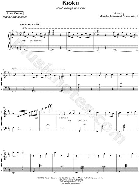 Play Kioku (Yosuga no Sora) Music Sheet