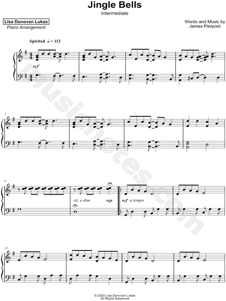 Jingle Bells (Lead sheet with lyrics ) Sheet music for Piano (Solo