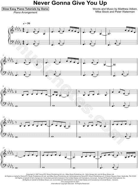 Never Gonna Give You Up Sheet music for Piano (Solo)