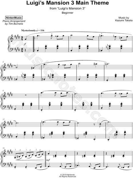 Luigi's Mansion Main Theme Medley Sheet music for Piano (Solo)