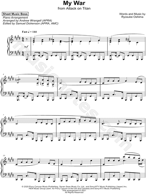 My War - Attack on Titan Sheet music for Piano (Solo)