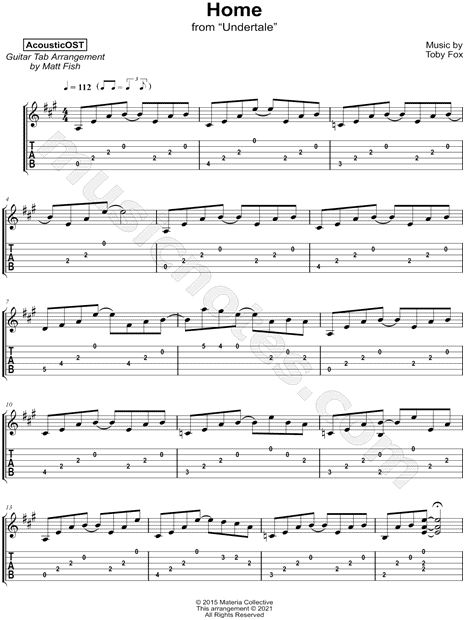 AcousticOST "Home" Guitar Tab in A Major - Download & Print - SKU
