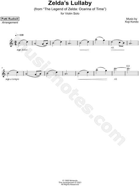 Zelda's Lullaby Sheet music for Violin, Viola, Cello (String Quartet)