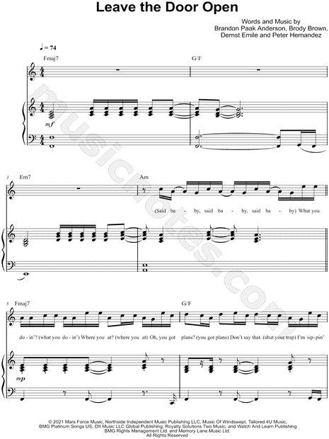 Leave the Door Open Partitura Bruno Mars