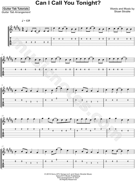 Call You Tonight sheet music for voice, piano or guitar (PDF)